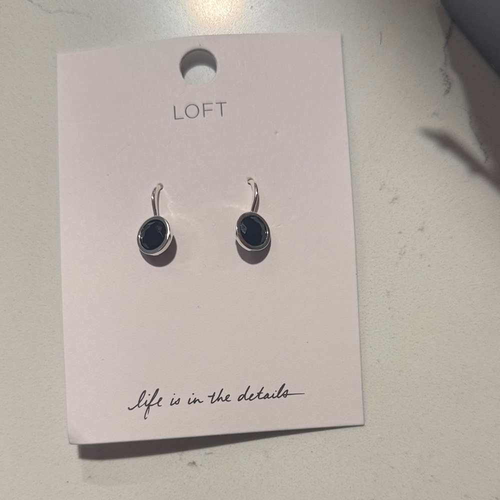 LOFT Black and Silver Oval Earrings